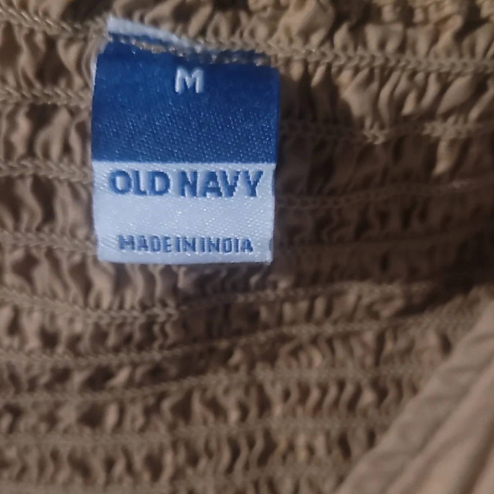 Old Navy Tan Puff Sleeve Wrap Blouse